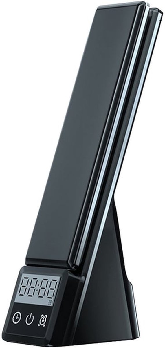 Multifunctionele LED-bureaulamp, 3-in-1 oogbeschermende bureaulamp, draadloze oplader met klok