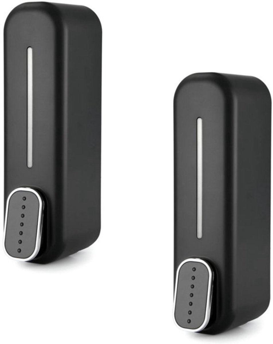 2 stuks shampoo-dispenser - zeepdispenser - navulbaar - grote capaciteit - 350 ml - wandmontage-dispenser - vloeistof - of gelddispenser - handpompdispenser voor badkamer en keuken - ABS-kunststof (zwart)