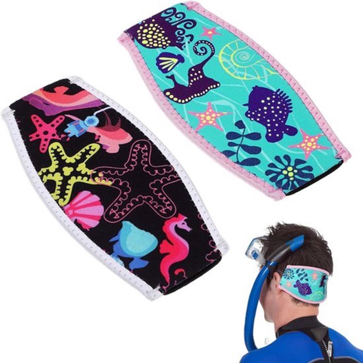 2Pcs Duiken Masker Zwemmen Goggle Riem Mouw - Zwemmen Masker Riem Cover - Duikgereedschap - Spit Zwemmen Hoofdband - Snorkel Masker Strap - Neopreen Verpakking Riem Elasticiteit