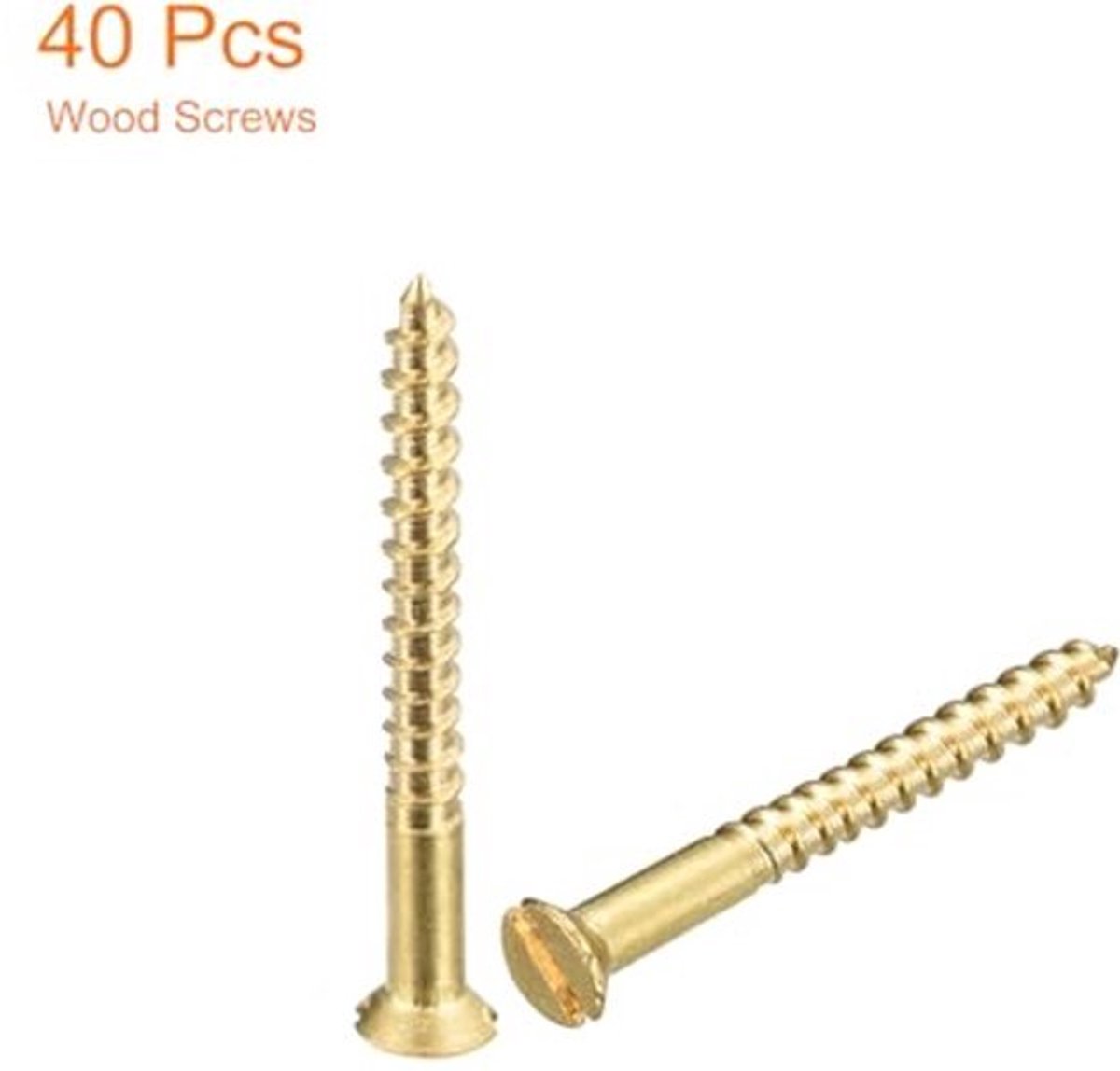 M2 x 20mm Messing Houtschroeven - 40 Stuks Slotted Countersunk Self-Tapping