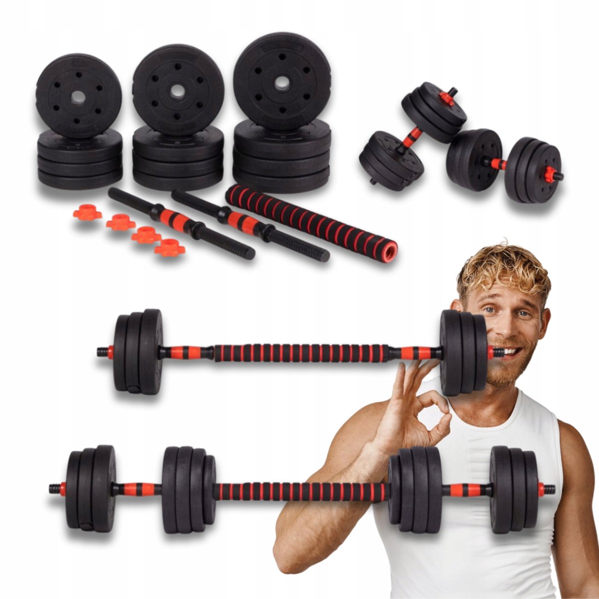 Merkloos Verstelbare Dumbbell Set 20kg - Dumbbells en Barbell voor krachttraining