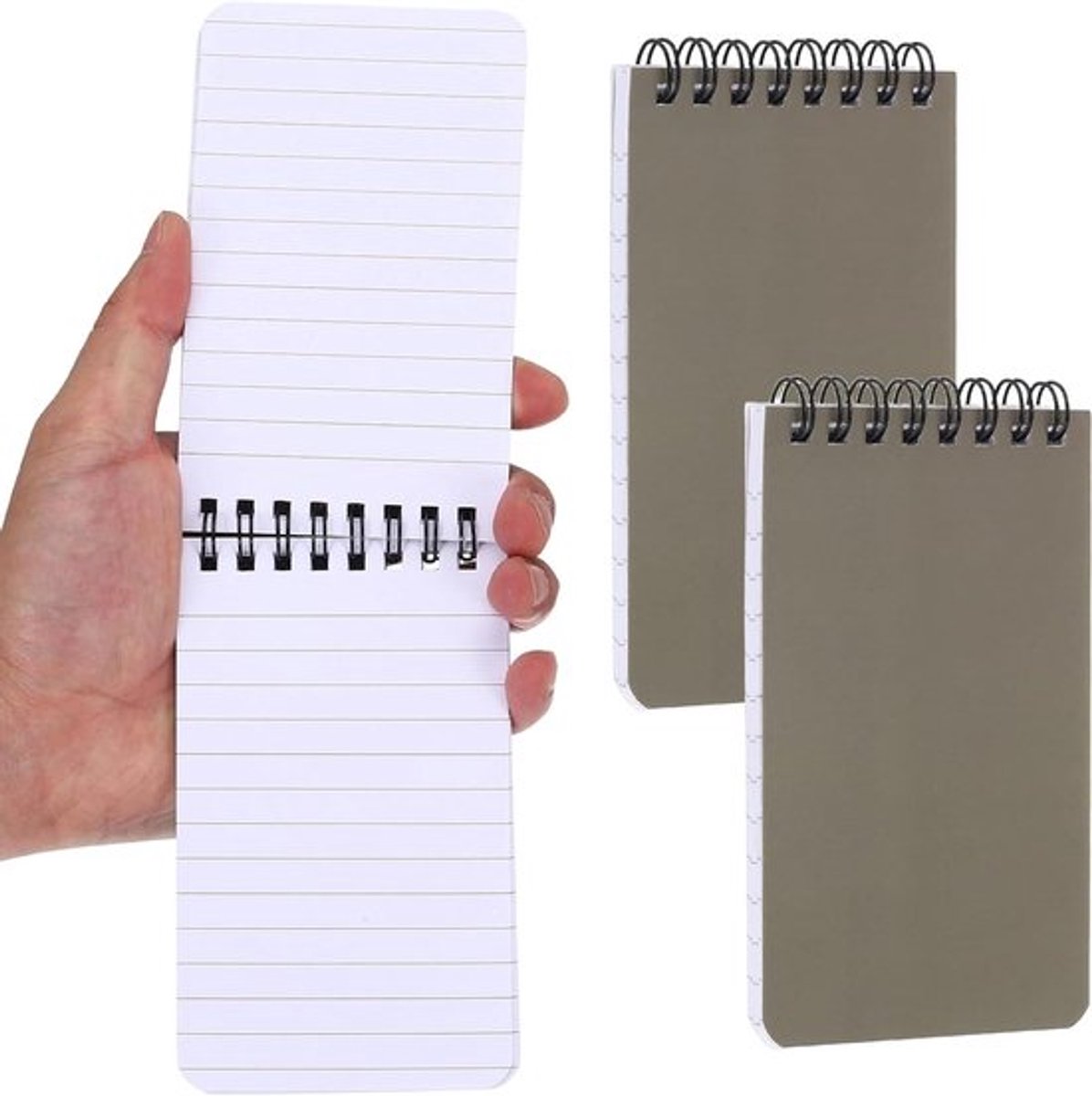 Pocket-schetsboek - mini notitieboek - onderweg notities maken - robuuste hardcover - 7,5 x 12,7 cm - licht khaki