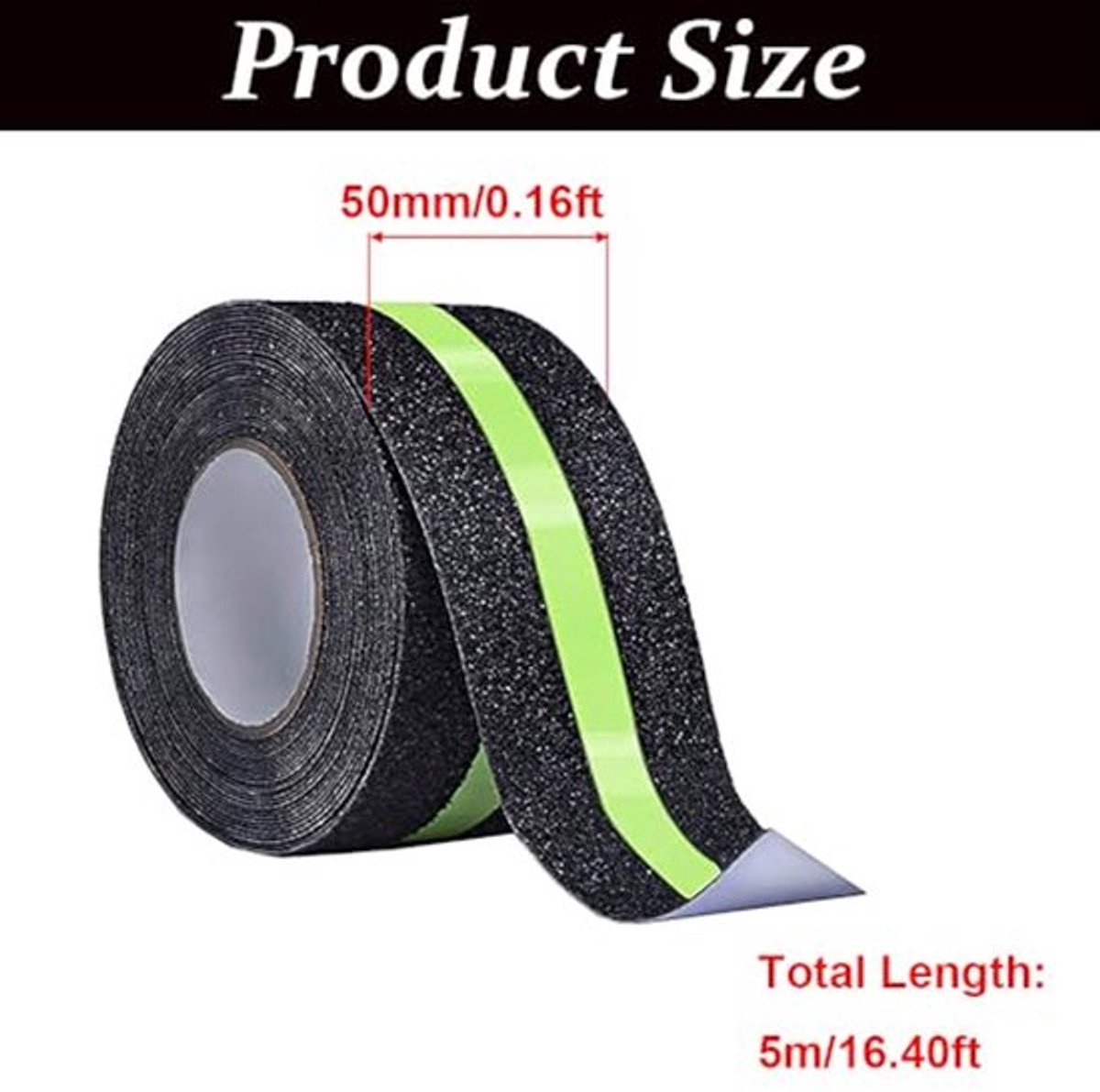 Antisliptape, glow in the dark griptape, sterke zelfklevende vloerstriptape, hoge tractie, lichtgevende veiligheidstape voor trappen, trapvloer, 5 cm x 5 m