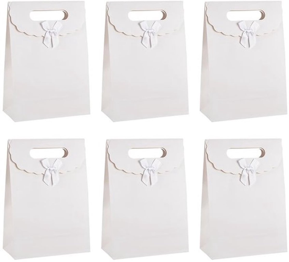 12 stuks kraftpapieren zakken met handvat, 19 x 9 x 27 cm opstaande geschenkzakje met lint strike, kleine geschenkzakje voor snoepkoekjes verpakking bruiloft kerstfeest winkel detailhandel, wit