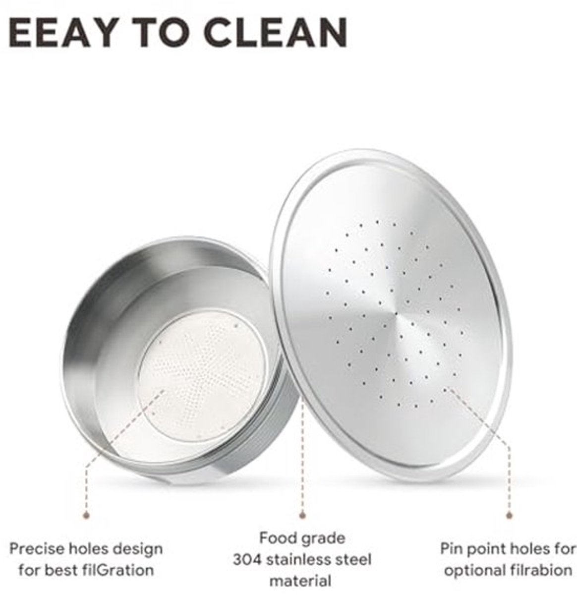 RVS Navulbare Capsules Herbruikbare Koffiepads, Compatibel met HD7801, Espresso Pods Navulbare Capsules met 1 Herbruikbare Lepel 1 Borstel