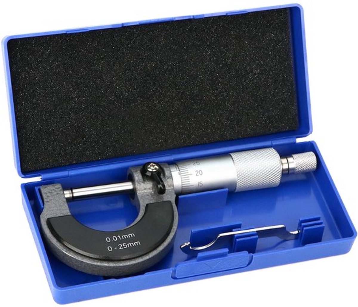 buitenschroefmaat, micrometer, uiterst nauwkeurige meting 0-25 mm, resolutie 0,01 mm