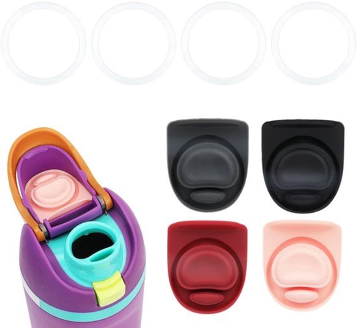 4pcs Vervangbare Stoppen - BPA Vrij - Silicone Voor Owala Freesip 19/24/32/40oz