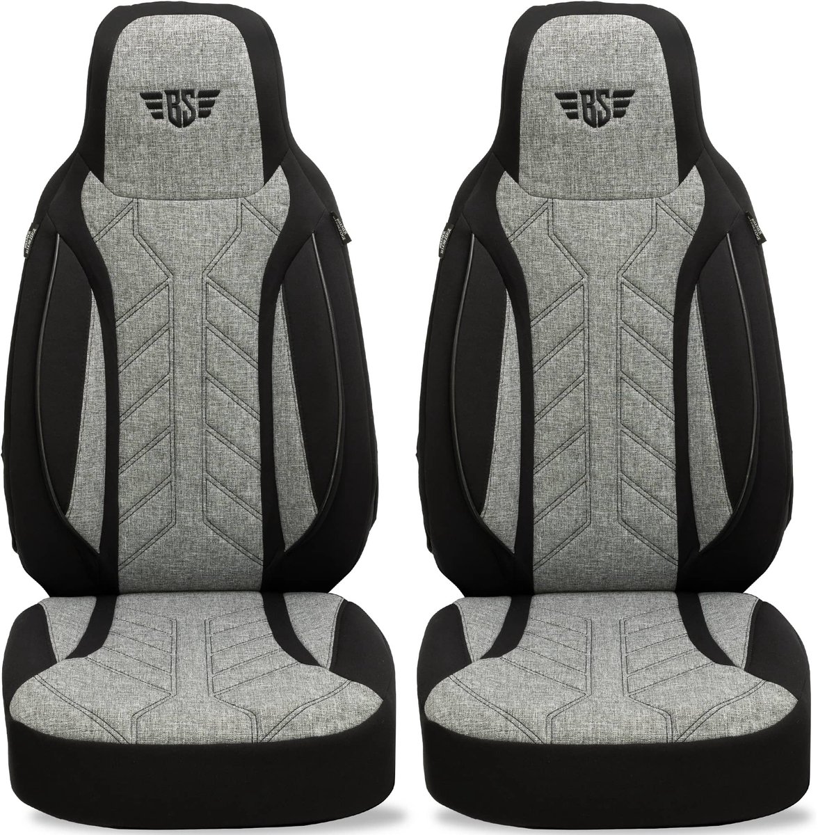 Autostoelhoezen voor Audi Q7 BJ vanaf 2015 – Stoelhoezen voor bestuurder en passagier in Zwart/Grijs