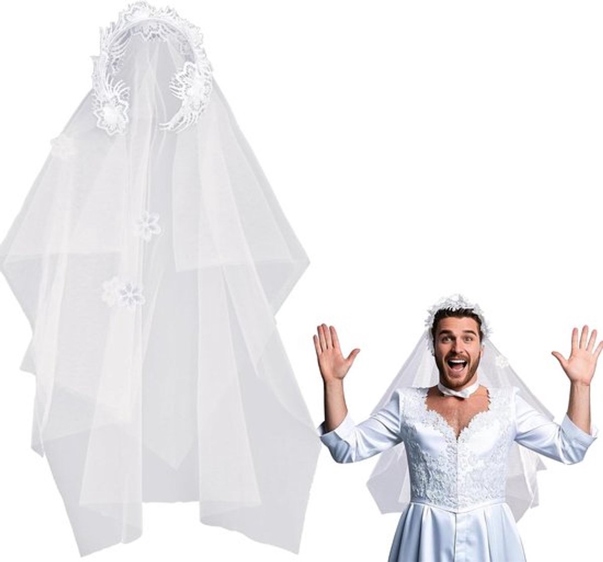 Bruidssluier voor mannen - Heren sluier voor bruiloft en cosplay Halloween