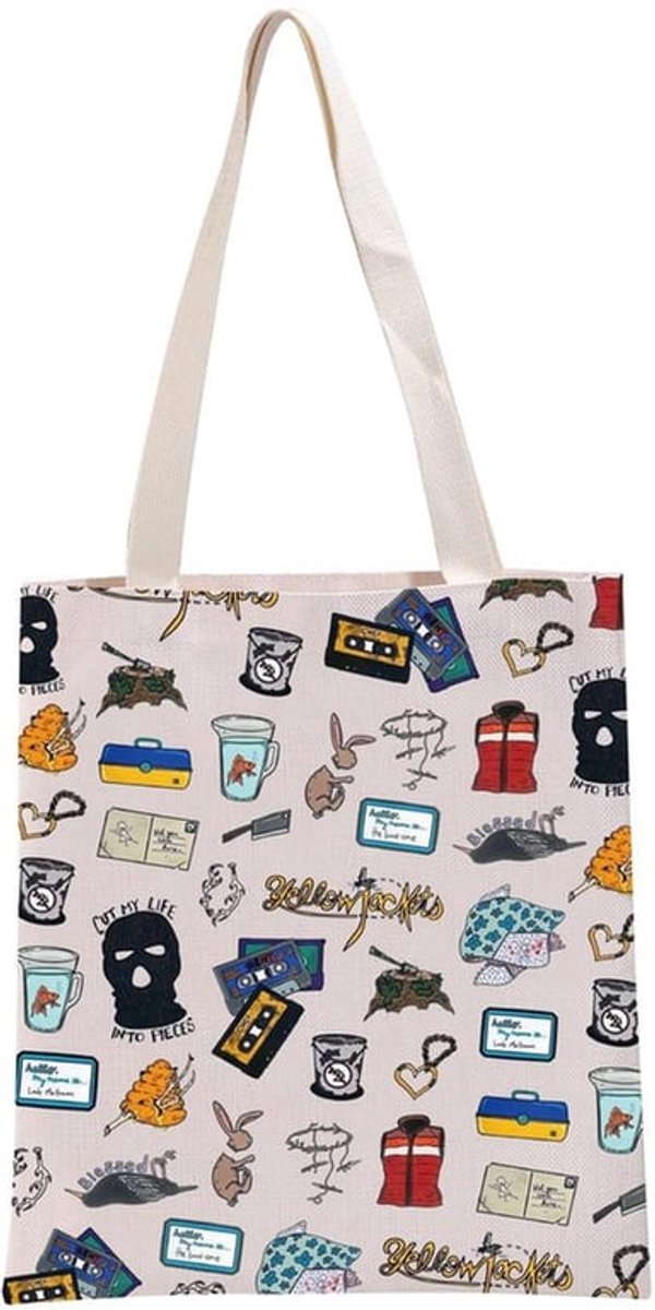 Stijlvolle gele jas tote bag van stevig materiaal, perfect voor fans van thriller en psychologische dramaseries, ideaal als cadeau voor televisieliefhebbers
