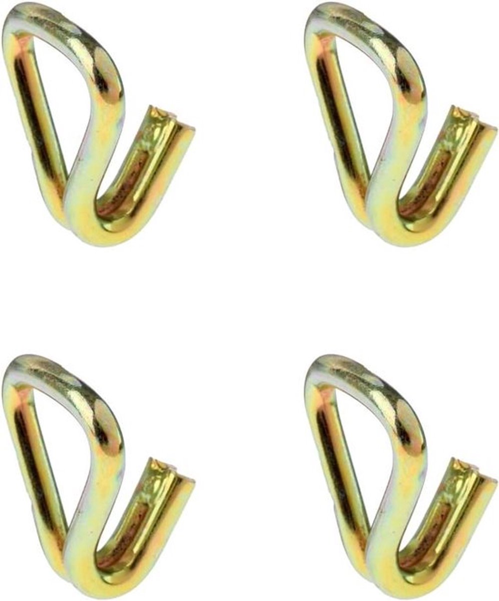Set van 4 dubbele J-haken van 25 mm met een draagvermogen van 800 kg, ideaal voor het veilig bevestigen van spanbanden en hangers