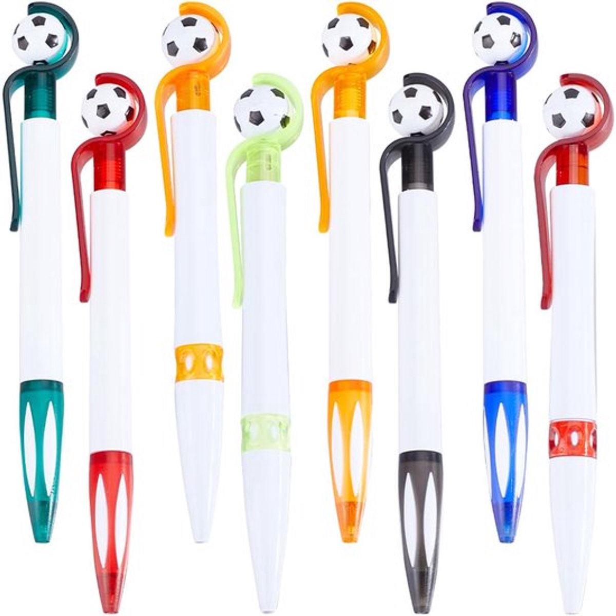 8-delige Football Ballpoint Pen Set - 8 Kleuren - Retractable Sportpennen met Zwart Inkt