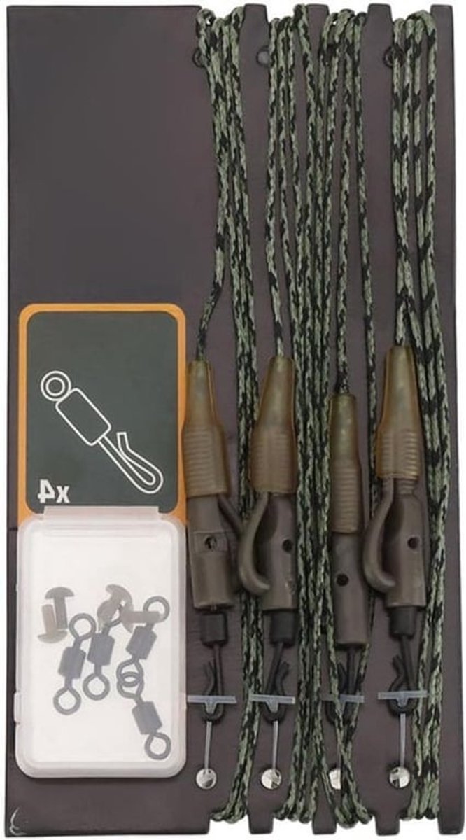Plus - 4-delige set Loodclip Leiders voor Karper Vissen 100cm - Anti-Bottom Fishing - Snel Zinkende Karper Montage voor Zoetwater Vissen