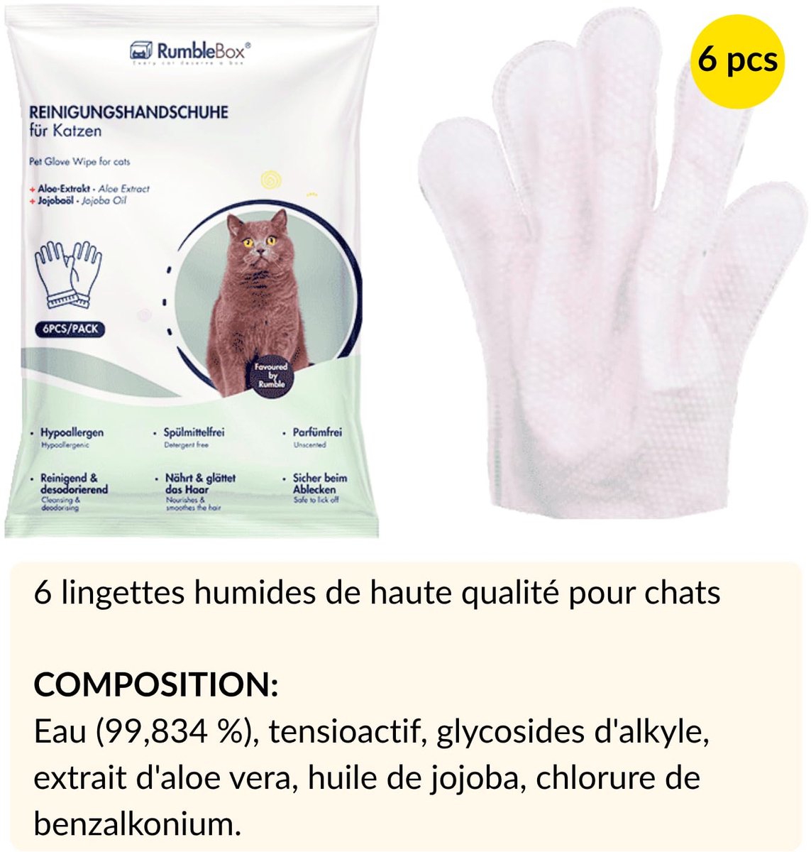 Vochtige doekjes voor katten en honden - handschoenen - zachte vachtverzorging - ShopVlot