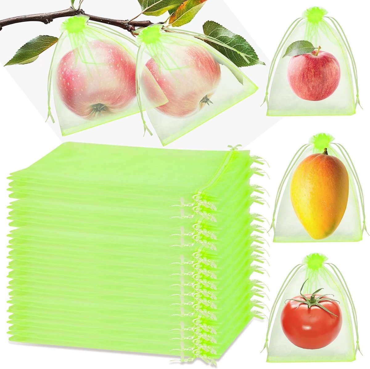 Beschermzakjes voor fruit 17x23cm - netje - herbruikbaar - bescherming tegen insecten - ShopVlot