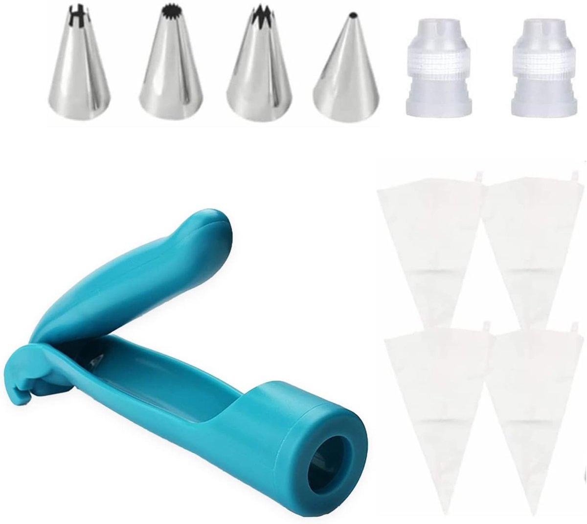 Cake-decoratiepen-gereedschapsset 11-delig - inclusief crèmespuit en pijpspuiten - perfect voor cupcakes en taarten - ShopVlot