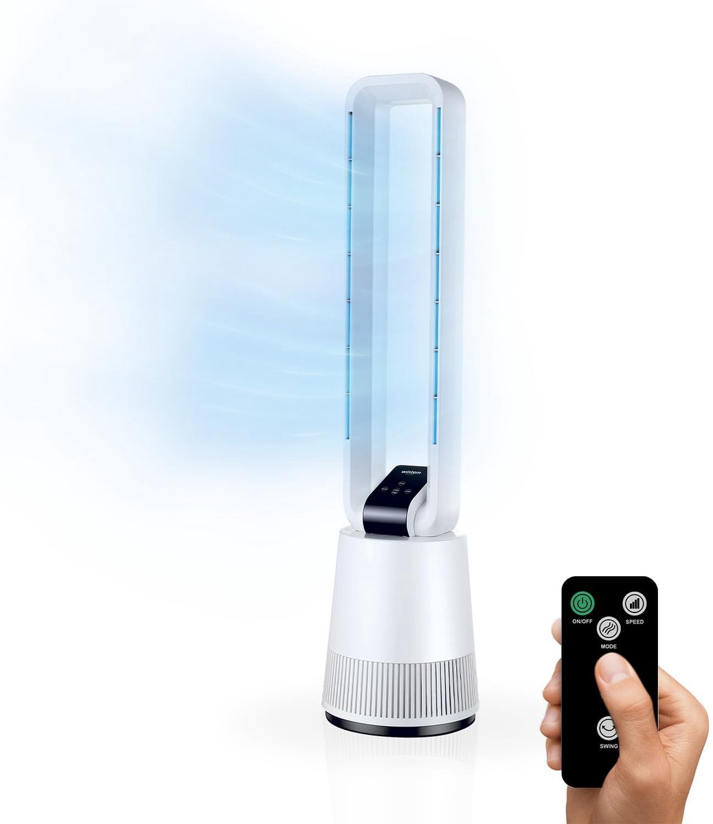 Ventilator zonder vleugels 50 W - met led-display - oscillerende functie - ideale verfrissing voor thuis - ShopVlot