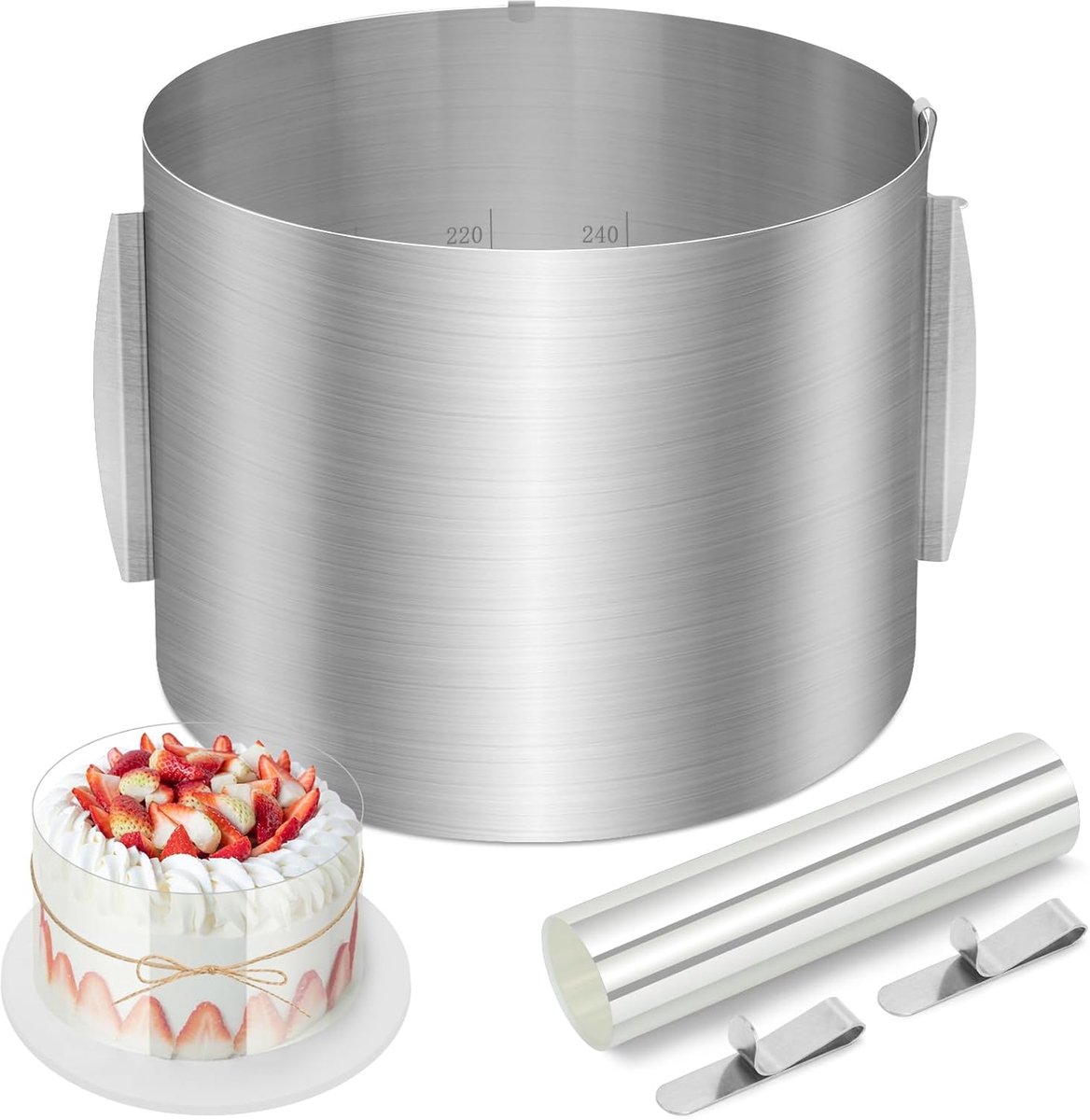 Ronde taartring 20 cm - roestvrij staal - duurzaam - ideaal voor het maken van taarten - ShopVlot