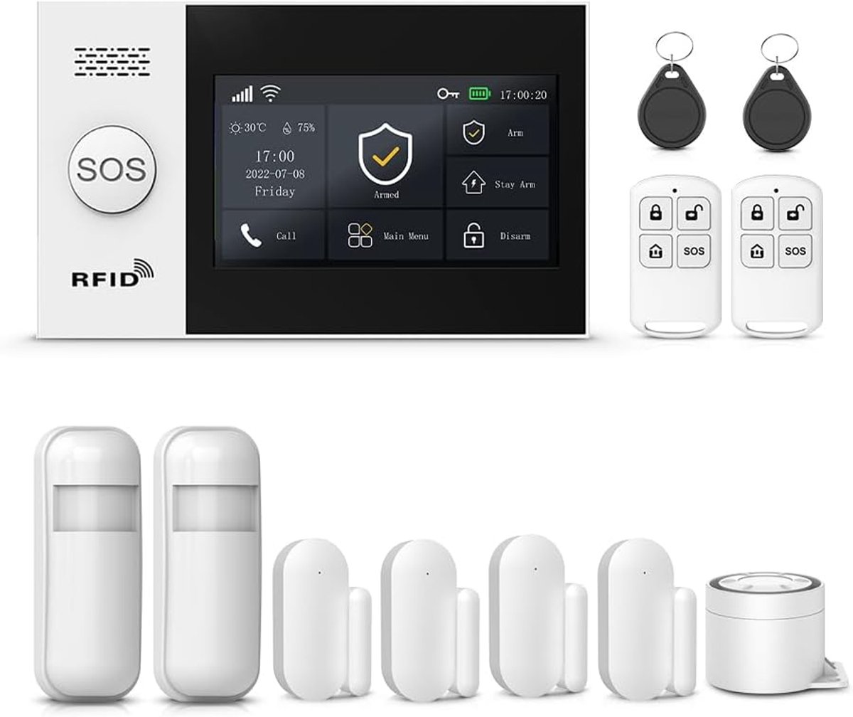 Draadloos alarmsysteem - touchscreen - inclusief bewegingsdetector en sirene - beveilig je huis eenvoudig - ShopVlot