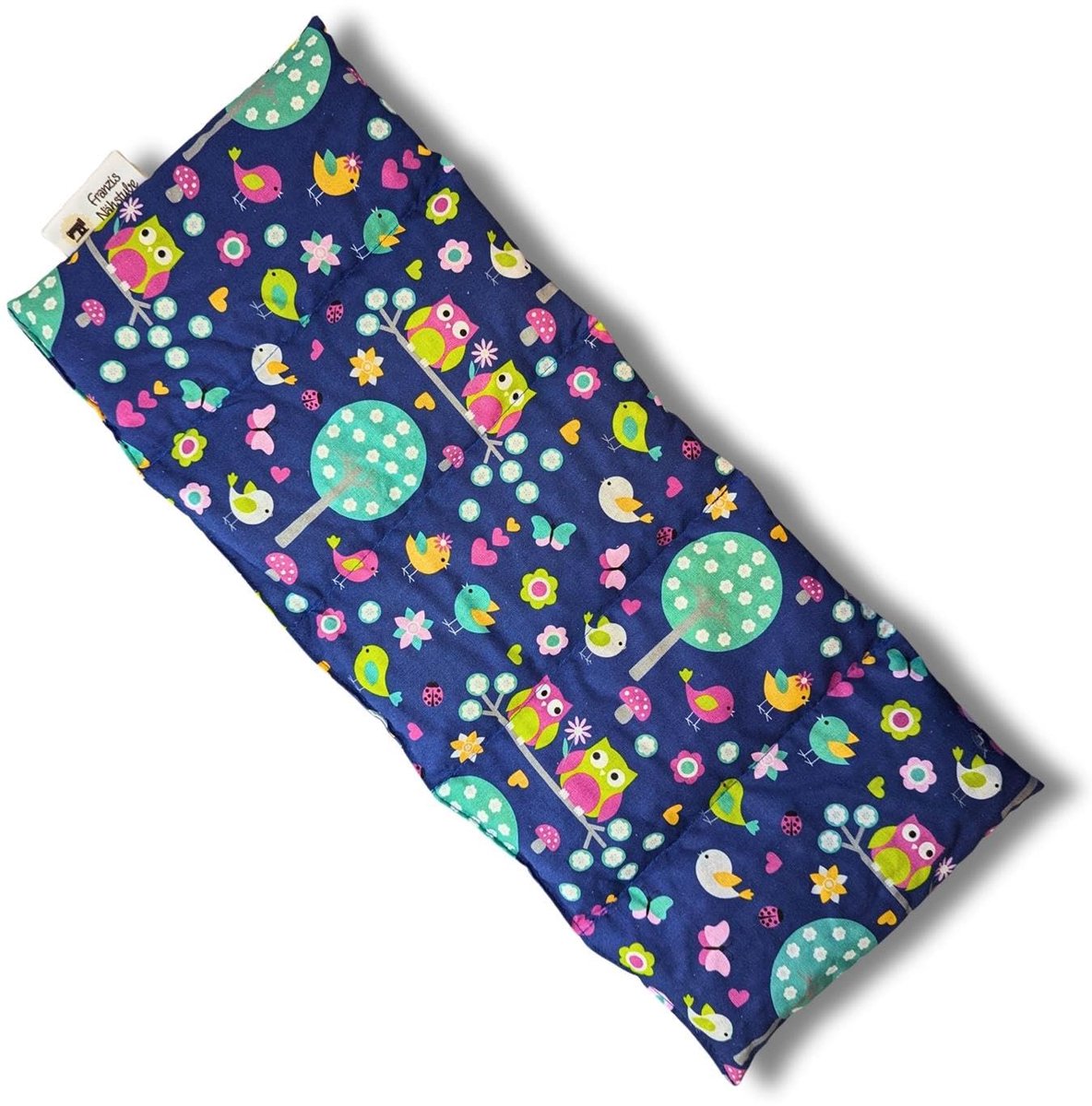 Speltkussen 50x20cm - Uil Blauw - 100% Katoen - Verwarmingskussen voor Nekwarmte - ShopVlot
