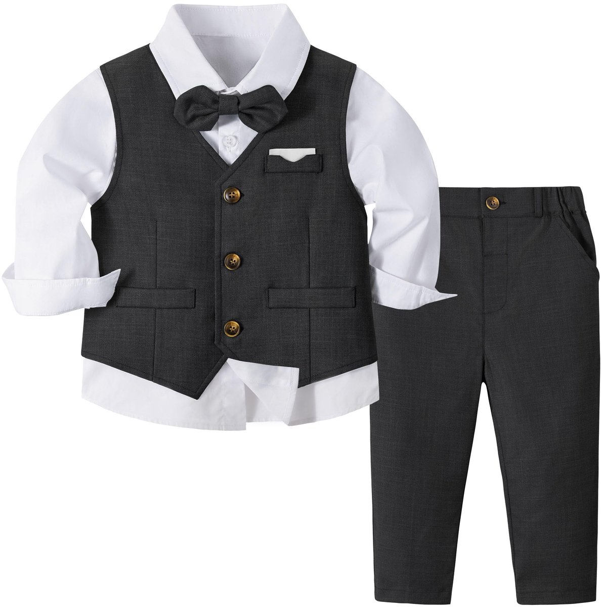 Kinderen ceremonie set 12-18 maanden - zwart - 4-delige set - stijlvol voor bruiloft - ShopVlot