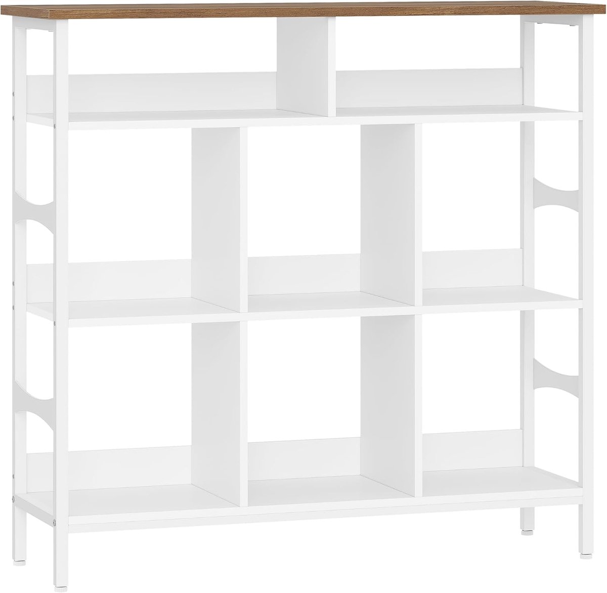 Hzuaneri Boekenkast, Boekenplank, 8 Open Vakken, 100,5 cm, Bruin/Wit