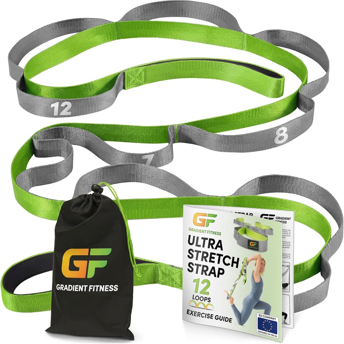 Fitness rekband voor fysiotherapie - 12 stretchbanden - neopreen handgrepen - ideale beenstretcher - ShopVlot