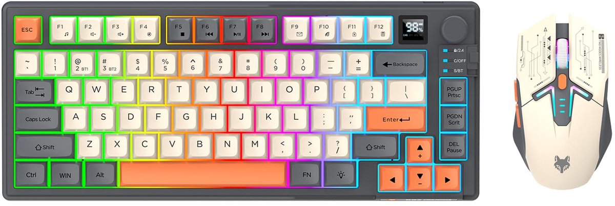 Draadloos toetsenbord en muis combo - volumeregelaar - dubbele modus - oplaadbare dpi-muis voor gaming - ShopVlot