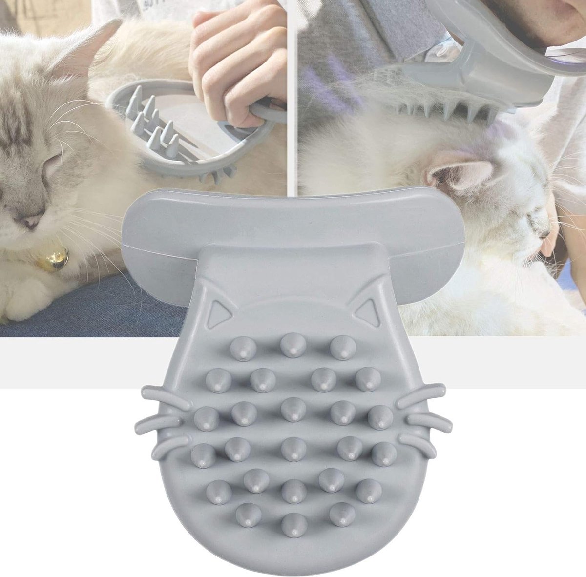 Claoner Kattenborstel met likfunctie - Zacht siliconen tongvormig - Imiteert moederkat - Massage en ontklitten - Voor katten kleine honden - Grijs