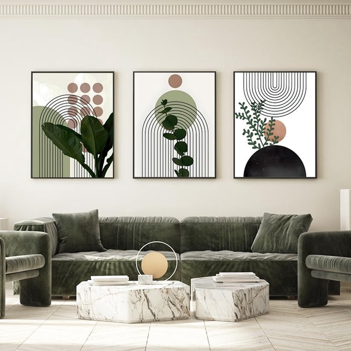 Plant decoratie poster 40 x 60 cm - moderne geometrische stijl - artistiek abstract - perfect voor wanddecoratie - ShopVlot