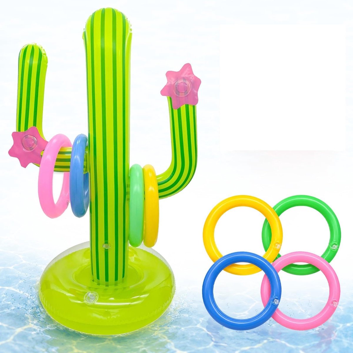 zwembadspeelgoed 11 stuks - opblaasbaar cactus-werpspel - kleurrijk met ringen en ballen - perfect voor strandplezier - ShopVlot