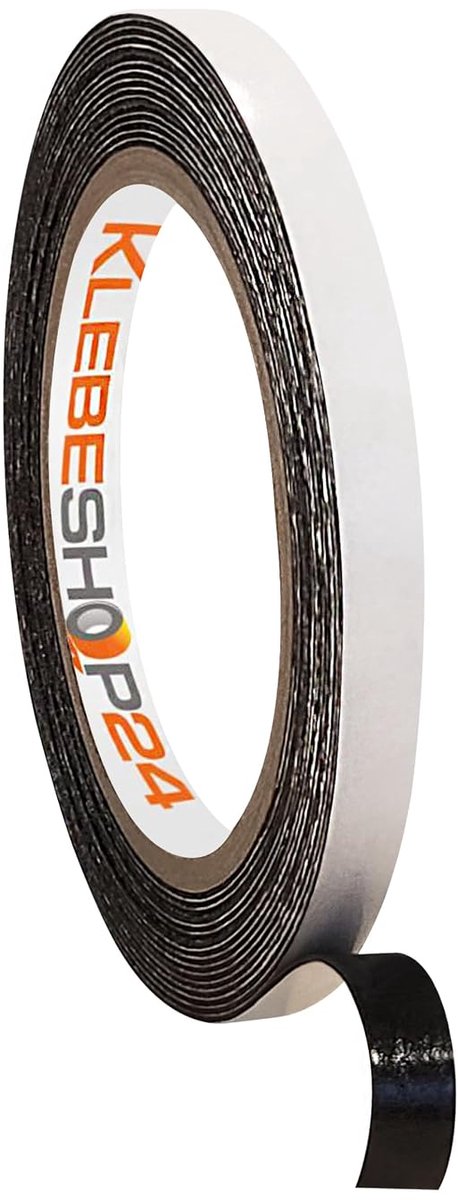 Foam tape dubbelzijdig 9 mm x 5 m - zwart PE foam - krachtige hechting - ideaal voor diverse oppervlakken - ShopVlot