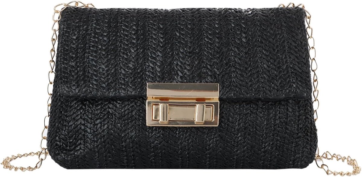 Schoudertas Dames - Gestreepte Rieten Handtas - Zomer Crossbody Tas - Perfect voor Vakantie - ShopVlot
