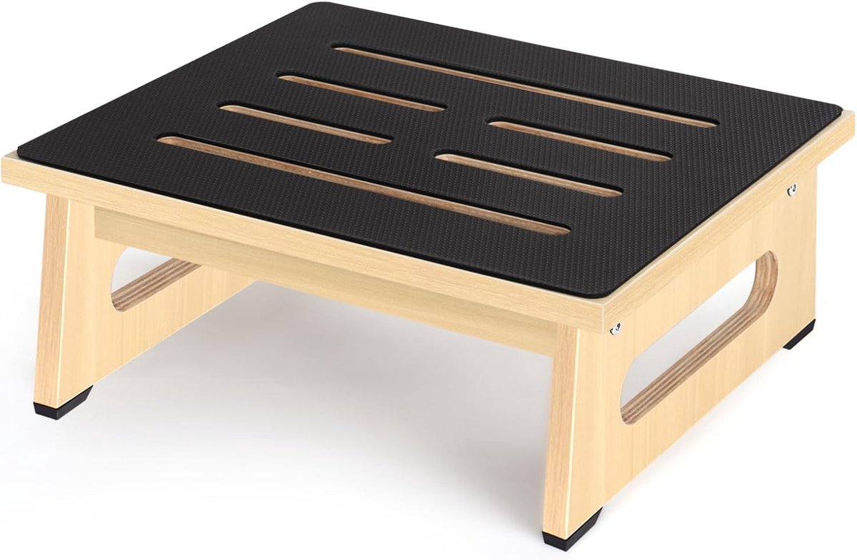 Houten opstapje 13 cm - met antisliprubber - voor binnen en buiten - veilig voor ouderen - ShopVlot
