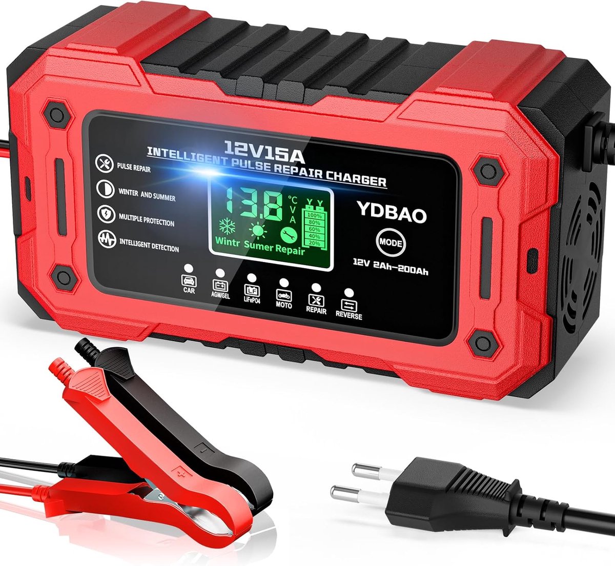 Autolader 15A 12V - Snellader - Intelligente automatische laadfunctie - Ideaal voor motor en boot - ShopVlot