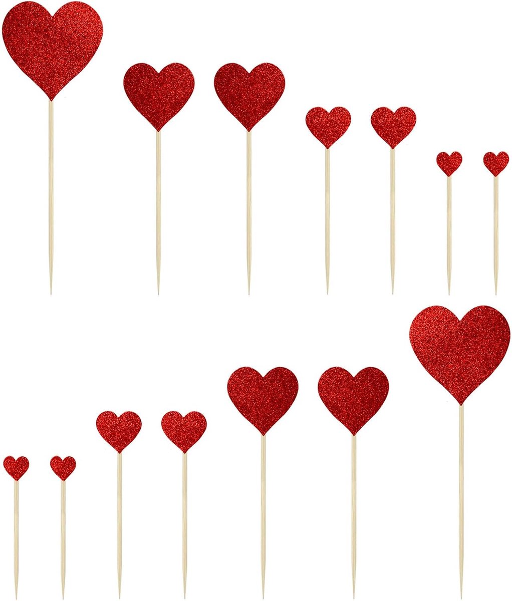 Cake Decoration Hartjes 70pcs - Rood Glitter - Mixed Size - Perfect voor Valentijnsdag - ShopVlot