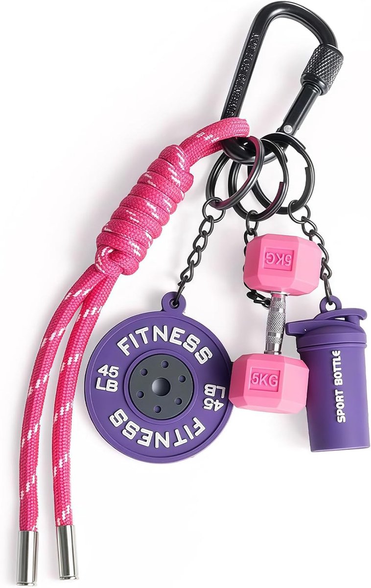 Hantel en Gewicht Tasbedel - Sleutelhanger Mini - Schattige Accessoires - Perfect voor Sportschool - ShopVlot