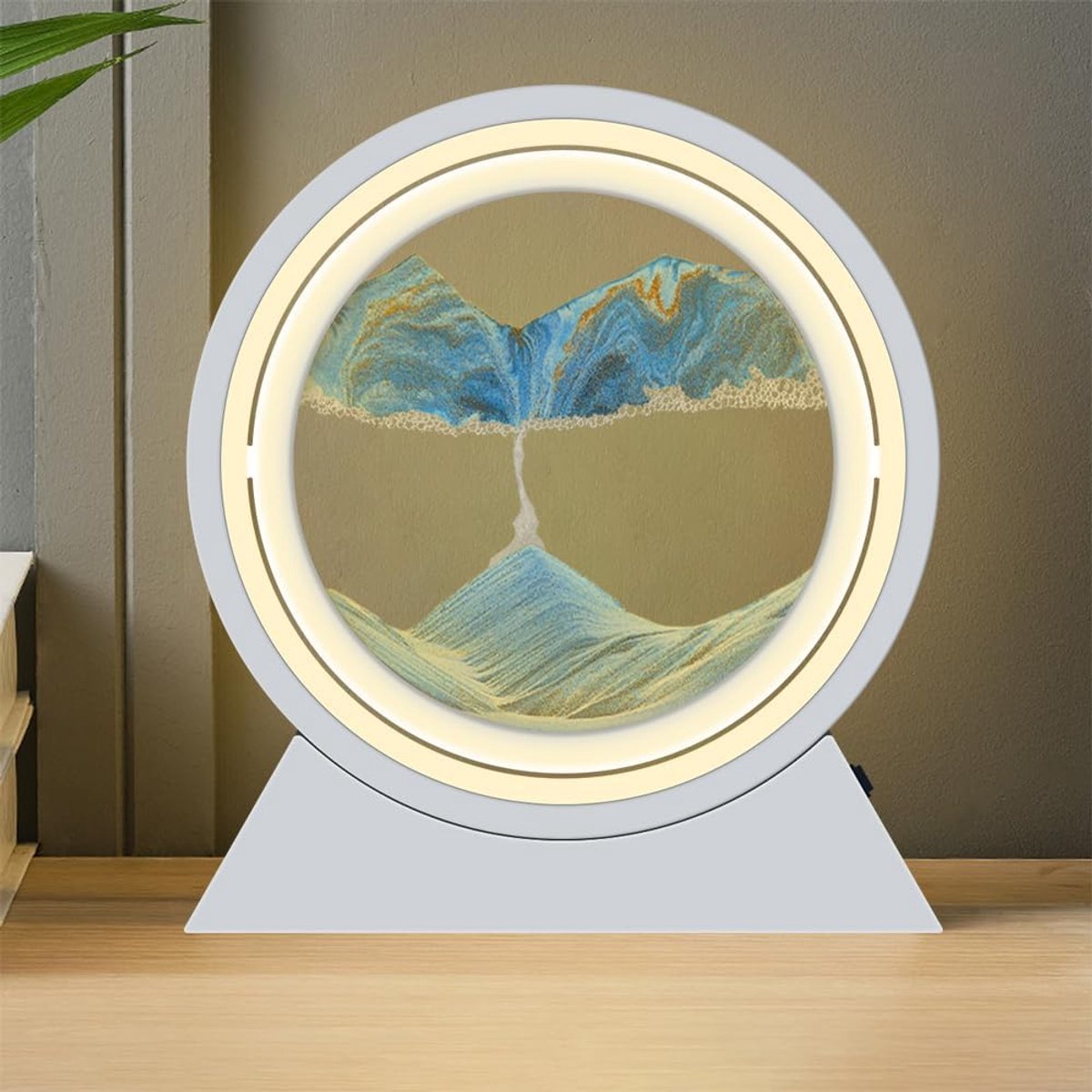Zandkunst Lamp LED 360° Rotatie - Ronde Glazen Sand Art - Diepzeelandschap - Sfeervolle Decoratie voor Thuis en Kantoor - ShopVlot