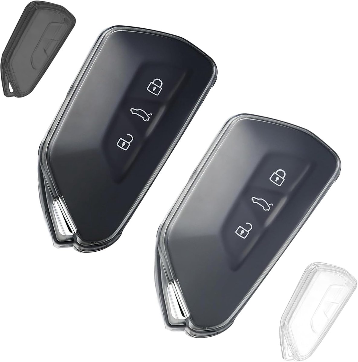 Autosleutelhoes voor VW - 2 Stuks - Transparant en Zwart TPU - Bescherming en Grip - ShopVlot
