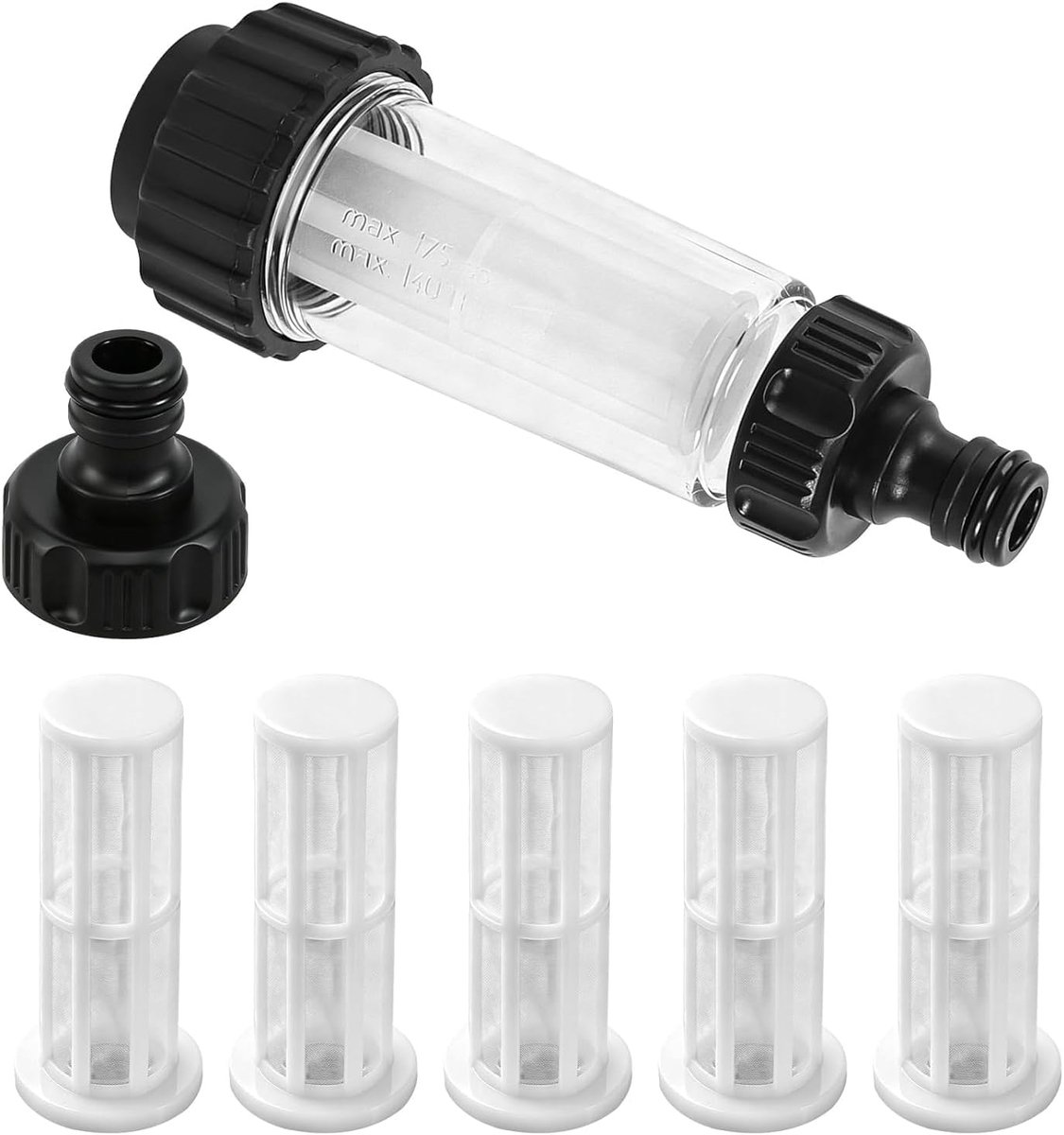 Waterfilter tuinslang 3/4 inch - voorfilterset met 5 filterinzetstukken - met sneladapters - beschermt apparatuur - ShopVlot