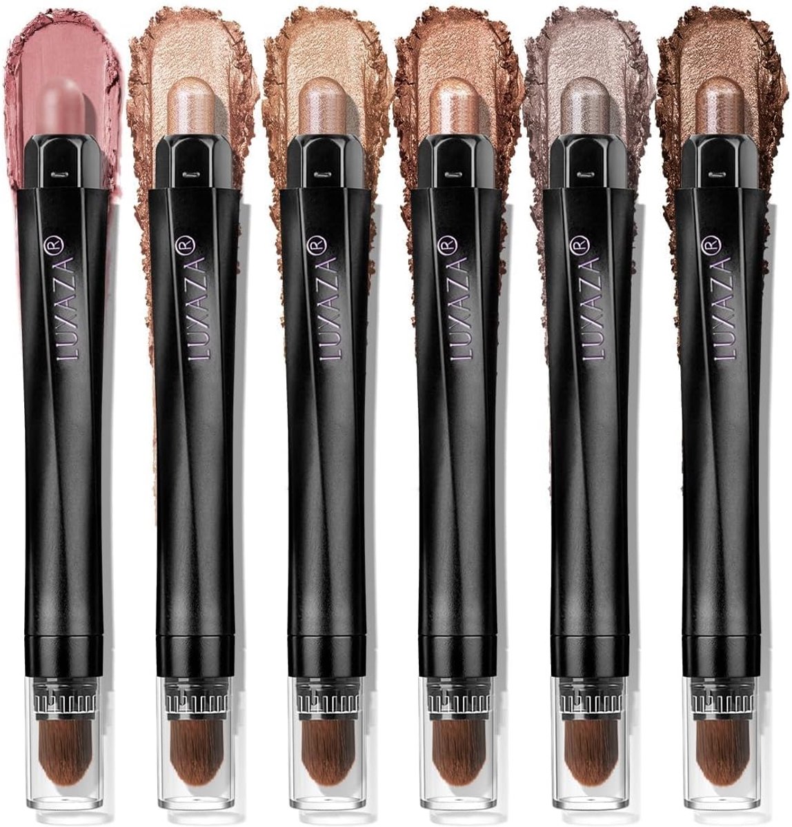 Oogschaduwstiften set 6-delig - bruine nude-kleuren - metallic en mat - gemakkelijk aan te brengen - ShopVlot