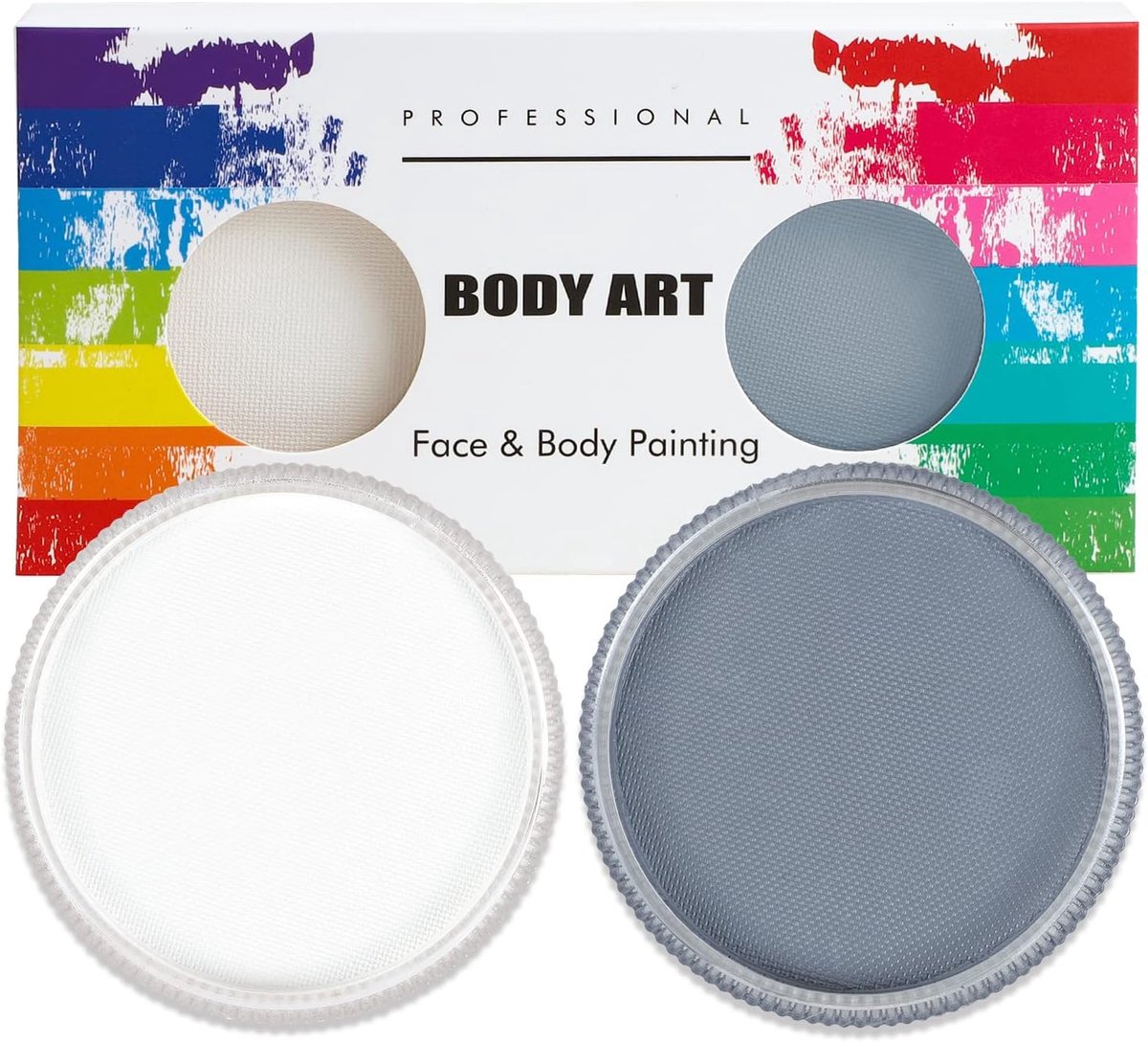 Face paint set - 30 g x 2 kleuren - wateroplosbaar - perfect voor carnaval en Halloween - ShopVlot