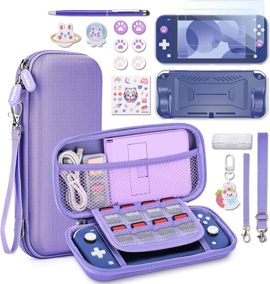 NS Switch Lite accessoires bundle - paars - 17 in 1 - perfect voor gamers - ShopVlot