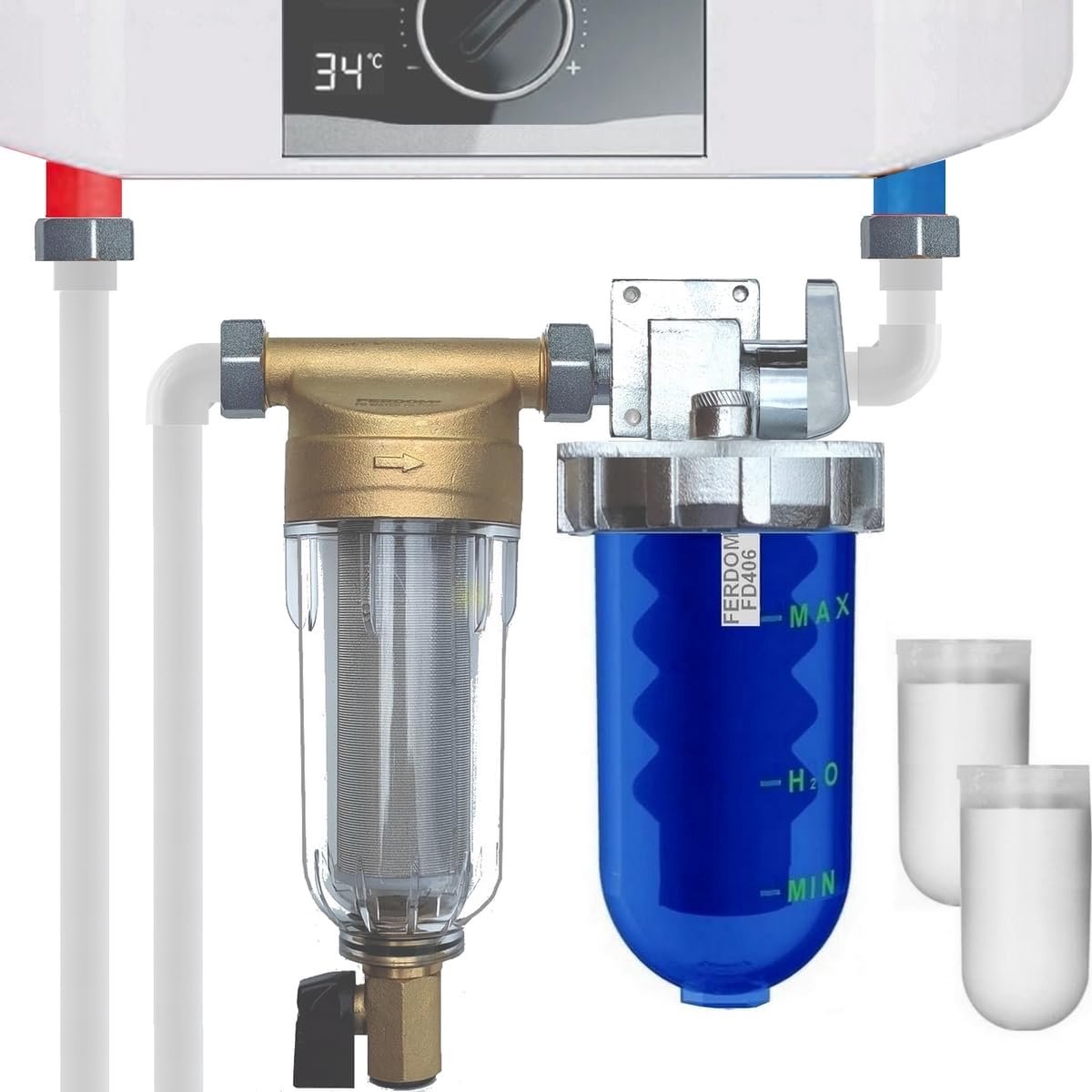 Pre-filter set 40-60 µm - roestvrij staal - hoge doorstroming - optimale bescherming voor drinkwater - ShopVlot