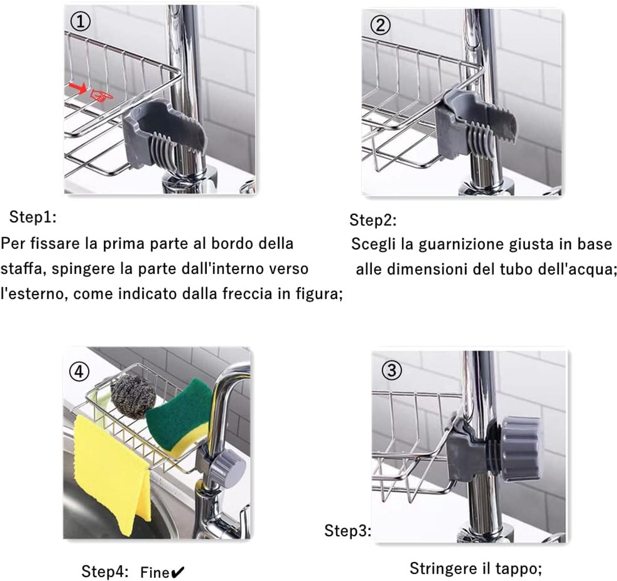 Sponshouder 19 cm - roestvrij staal - duurzaam en krasbestendig - ideaal voor keuken of badkamer - ShopVlot