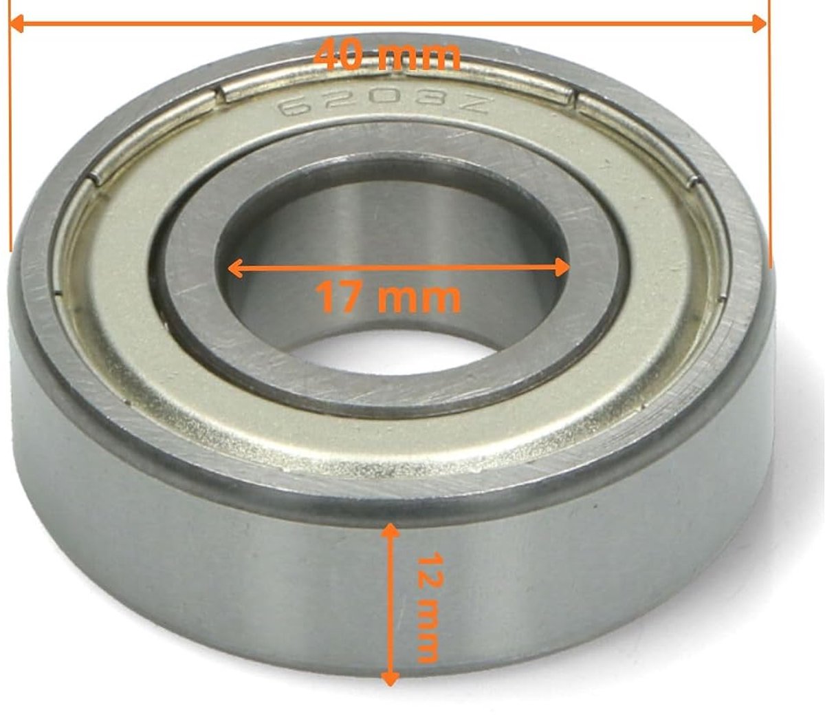 Kogellager 6203 ZZ - 17 mm binnendiameter - dubbele metalen kolf - soepele werking - ShopVlot