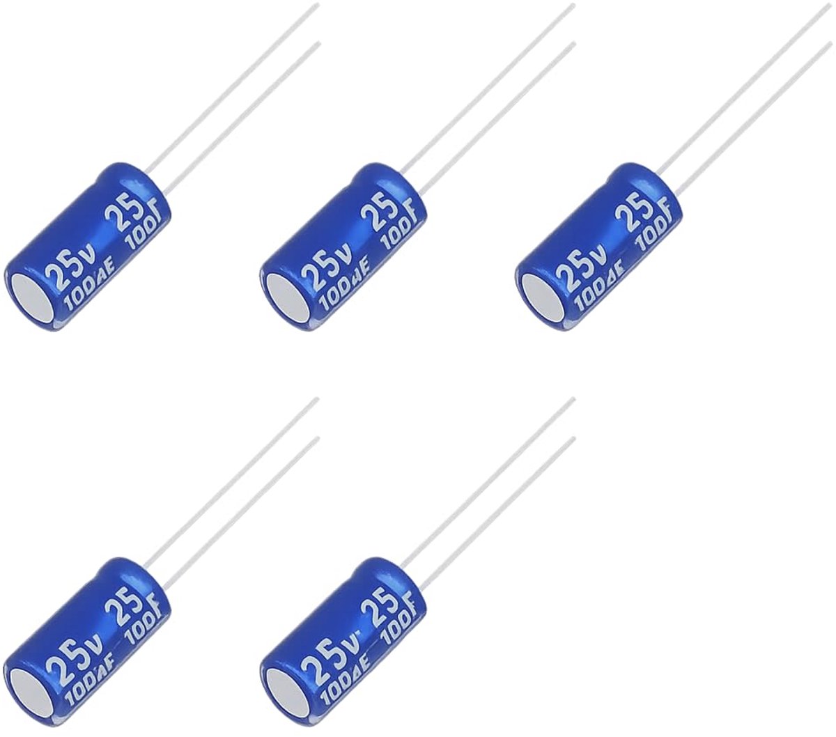 Electrolytische condensator 100 µF - THT 25V DC - Compacte maat 6.3 x 11.5 mm - Langdurige prestaties - ShopVlot