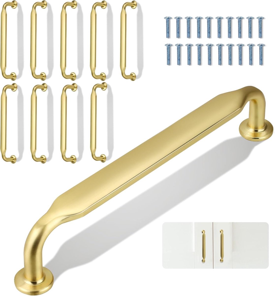 Kasthandgrepen set van 10 - 5 inch geborsteld goud - vintage ontwerp - perfect voor keuken en kantoor - ShopVlot