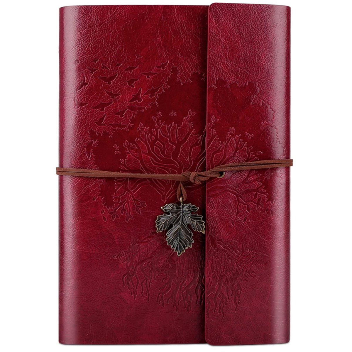 PU lederen dagboek notebook 9,2 x 6,5 inch - rood - blanco pagina's - hervulbaar schetsboek voor creativiteit - ShopVlot
