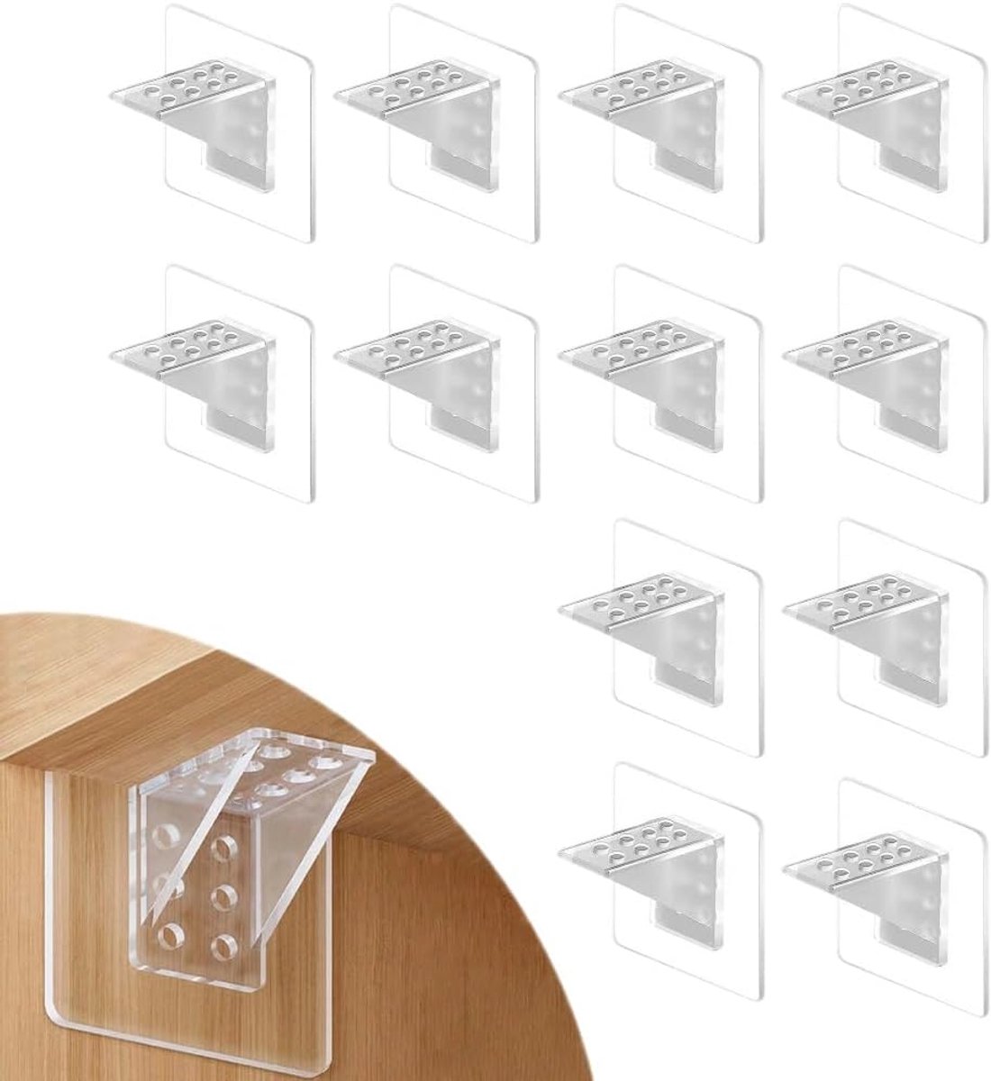 Plankdragers zelfklevend 12 stuks - sterke hechting - zonder boren - ideaal voor kasten - ShopVlot